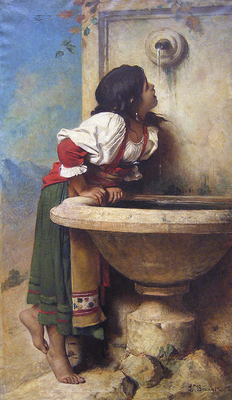 roman girl at a fountain